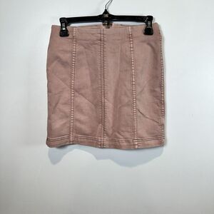 Free People/Size 4 Modern‎ Femme Desert Rose/Blush Pink Stretch Denim Mini Skirt